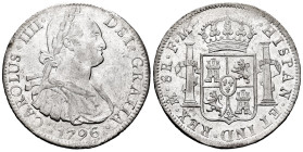 Charles IV (1788-1808). 8 reales. 1796. Mexico. FM. (Cal-959). Ag. 26,94 g. A good sample. Original luster on reverse. XF/Almost MS. Est...400,00. 
...