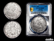 Charles IV (1788-1808). 8 reales. 1796. Mexico. FM. (Cal-959). Ag. Slabbed by PCGS as MS 63. (Top Pop), the finest known in the PCGS census. This hand...