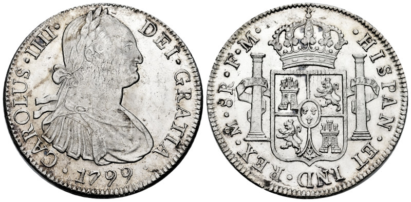 Charles IV (1788-1808). 8 reales. 1799. Mexico. FM. (Cal-963). Ag. 26,95 g. Mini...