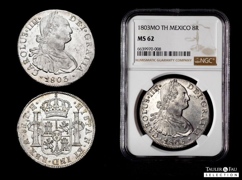 Charles IV (1788-1808). 8 reales. 1803. Mexico. TH. (Cal-978). Ag. 26,96 g. Plen...