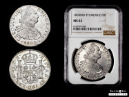 Charles IV (1788-1808). 8 reales. 1803. Mexico. TH. (Cal-978). Ag. 26,96 g. Plenty of original luster. Rare in this condition. Slabbed by NGC as MS 62...