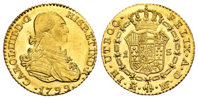 Charles IV (1788-1808). 1 escudo. 1799. Madrid. MF. (Cal-1117). Au. 3,37 g. Original luster. Minor adjustment marks on obverse. Attractive specimen. A...