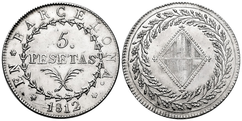 Joseph Napoleon (1808-1814). 5 pesetas. 1812. Barcelona. (Cal-51). Ag. 26,97 g. ...