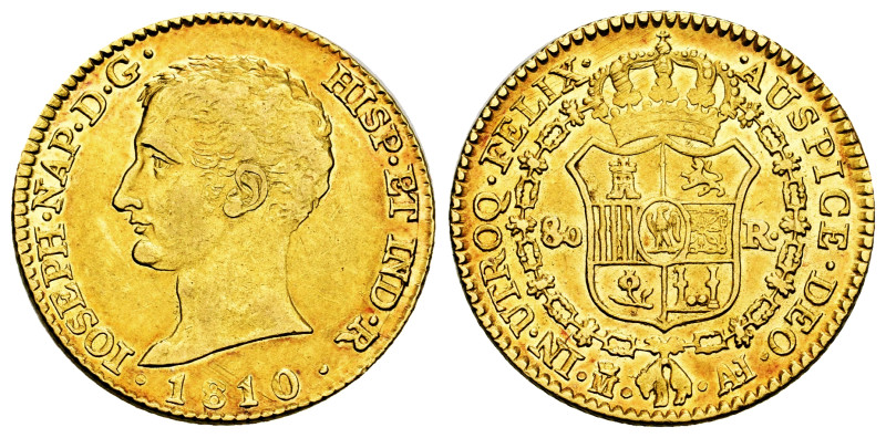 Joseph Napoleon (1808-1814). 80 reales. 1810. Madrid. AI. (Cal-48). Au. 6,73 g. ...