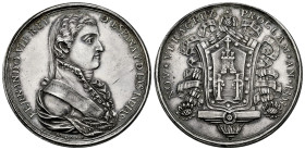 Ferdinand VII (1808-1833). "Proclamation" medal. 1808. Veracruz. (Herrera-88). (Medina-396). (Grove-F197). Ag. 34,86 g. By: F. Gordillo. 39 mm. Luster...