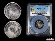 Ferdinand VII (1808-1833). 1/2 real. 1812. Sombrerete de Vargas. (Cal-468). Ag. Thick branch left. Scarce. Slabbed by PCGS as VF 35. This coin is exem...