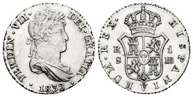 Ferdinand VII (1808-1833). 1 real. 1832. Sevilla. JB. (Cal-681). Ag. 2,97 g. Original luster. Minor marks on reverse. Scarce in this grade. AU. Est......