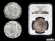 Ferdinand VII (1808-1833). 20 reales. 1823. Barcelona. SP. (Cal-1146). Ag. "Cabezon" type. Slabbed by NGC as AU 58. Delicate patina. Very scarce in th...