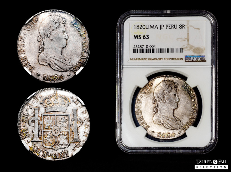 Ferdinand VII (1808-1833). 8 reales. 1820. Lima. JP. (Cal-1253). Ag. Magnificent...