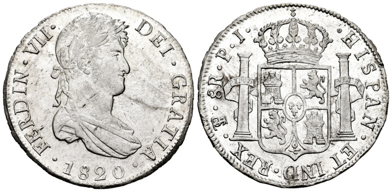 Ferdinand VII (1808-1833). 8 reales. 1820. Potosi. PJ. (Cal-1384). Ag. 27,03 g. ...