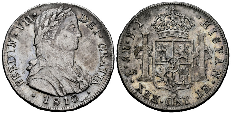 Ferdinand VII (1808-1833). 8 reales. 1810. Santiago. FJ. (Cal-1403). Ag. 26,76 g...