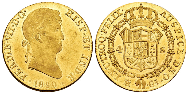 Ferdinand VII (1808-1833). 4 escudos. 1820. Madrid. GJ. (Cal-1716). Au. 13,49 g....