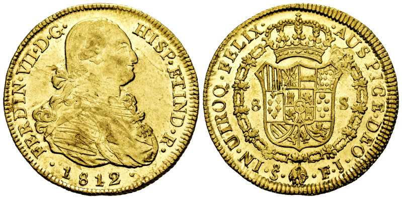 Ferdinand VII (1808-1833). 8 escudos. 1812. Santiago. FJ. (Cal-1867). (Cal onza-...