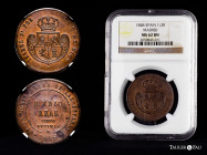 Elizabeth II (1833-1868). 1/2 real. 1848. Madrid. (Cal-152). Ae. Slabbed by NGC as MS 62 BN. Scarce, even more in this grade. Est...250,00. 

Spanis...