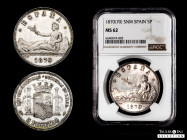 Provisional Government (1868-1871). 5 pesetas. 1870*18-70. Madrid. SNM. (Cal-39). Ag. 25,05 g. Original luster. Delicate patina. Magnificent piece, ra...