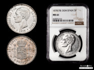 Alfonso XII (1874-1885). 5 pesetas. 1878*18-78. Madrid. DEM. (Cal-39). Ag. 25,04 g. Minimal hairlines. Plenty of original luster. Rarely encountered t...