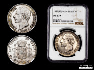 Alfonso XII (1874-1885). 5 pesetas. 1883*18-83. Madrid. MSM. (Cal-55). Ag. A decidedly Choice offering with strong cartwheel luster and sharp details,...