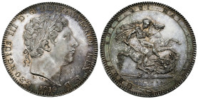 Great Britain. George III. 1 crown. 1819. (Km-675). (S-3787). (Dav-103). Ag. 28,26 g. Relief legend on edge: DECUS ET TUTAMEN ANNO REGNI LIX. Original...