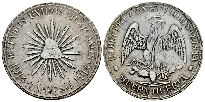 Mexico. 1 peso. 1914. Durango, Cuencame. "Muera Huerta" Type. (Km-622). Ag. 24,2...