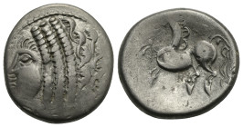 CENTRAL EUROPE. Noricum (East). Circa 2nd-1st centuries BC. Tetradrachm (Silver, 22.49 mm, 10.10 g). 'Samobor A' type. Celticized head of Apollo to le...