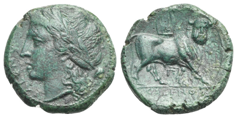 CAMPANIA. Cales. Circa 317-280 BC. (Bronze, 20.00 mm, 5.76 g). Laureate head of ...