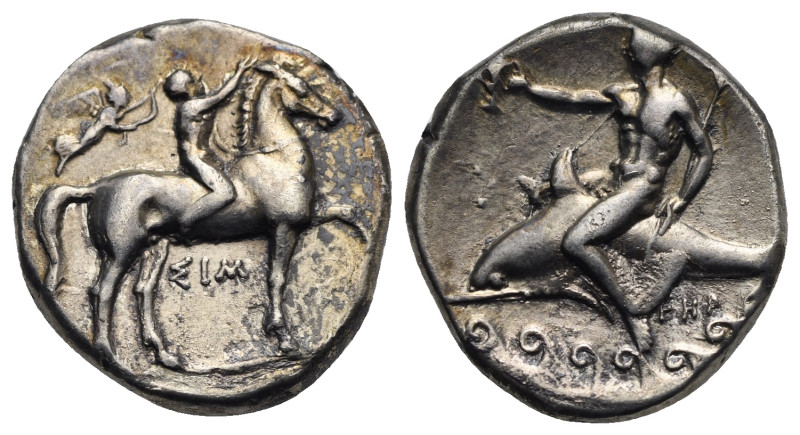 CALABRIA. Tarentum. Circa 330-325 BC. Nomos or didrachm (Silver, 20.0 mm, 7.73 g...