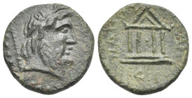 SICILY. Panormus. Uncertain date (Triumviral period ?), circa 60-33 BC. Bronze (Bronze, 20.5 mm, 5.52 g). Laureate head of Jupiter right; behind, scep...