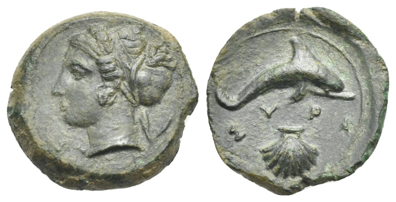 SICILY. Syracuse. Circa 410-405 BC. Hemilitron (Bronze, 17.70 mm, 3.62 g). Femal...