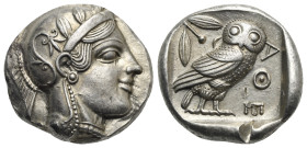 ATTICA. Athens. Circa 465/2-454 BC. Tetradrachm (Silver, 23.60, 14.29 g) Head of Athena right, wearing crested Attic helmet, decorated with palmette, ...
