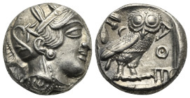 ATTICA. Athens. Circa 454-404 BC. Tetradrachm (Silver, 24.71 mm, 17.16 g) Head of Athena right, wearing crested Attic helmet, decorated with palmette,...