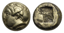 IONIA, Phokaia. Circa 387-326 BC. Hecte – Sixth Stater (Electrum 10,41 mm, 2,48 g). Laureate female head left, hair in sakkos; below, small inverted s...