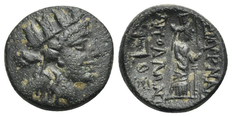 IONIA. Smyrna. Circa 125-115 BC. Bronze (Bronze, 12.65 mm, 3.27 g) struck under ...
