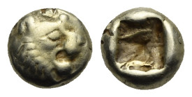 KINGS OF LYDIA. Alyattes to Kroisos, circa 610-546 BC. Hemihekte - 1/12 Stater (Electrum, 7,24 mm, 1,17 g), Sardes. Head of a lion with sun and rays o...
