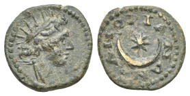PHRYGIA. Amorium. Pseudo-autonomous issue, time of the Antonines, circa 138-192. Bronze (Bronze, 15.00 mm, 1.67 g). Radiate headed and draped bust of ...