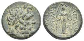 PHRYGIA. Apameia. Bronze (Bronze, 20.85 mm, 7.87 g) struck under the magistrates Heraklei and Eglo, circa 100-50 BC. Laureate head of Zeus right. Rev....