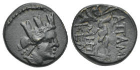 PHRYGIA. Apameia. Circa 88-40 BC. Bronze (Bronze, 17.15 mm, 4.71 g). Turreted head of Artemis-Tyche to right, with bow and quiver over shoulder; borde...