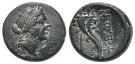 PHRYGIA. Laodikeia on the Lykos. Circa 133-67 BC. Bronze (Bronze, 20.00 mm, 7.90 g). Head of Aphrodite to right, wearing stephane and diadem. Rev. [ΛA...