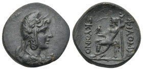 PHRYGIA. Philomelion. After 133. Bronze (Bronze, 22.91 mm, 5.85 g). Struck under the magistrate Skythinos. Laureate and draped bust of Men to right, s...