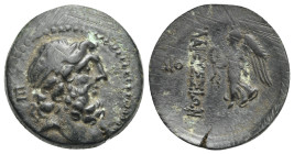CILICIA. Elaioussa-Sebaste. Bronze (Bronze, 23.92 mm, 8.17 g) 120-80 BC. Diademed head of Zeus right, E behind. Rev. ΕΛΑΙΟΥΣΣΙΩΝ vertical to inner lef...