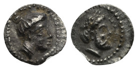 CILICIA. Nagidos. Circa 400-380 BC. Obol (Silver, 10.60 mm, 0.60 g). Head of Aphrodite to right, her hair bound up into a bun at the top of her head, ...