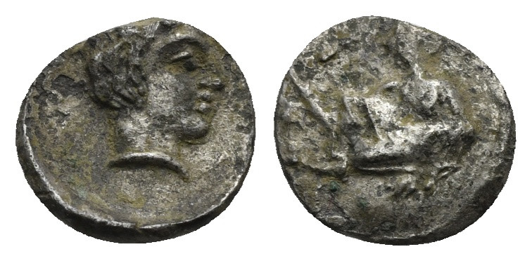 CILICIA. Tarsos. Tiribazos, satrap of Lydia, 388-380 BC. Obol (Silver, 10.50 mm,...