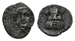 CILICIA. Uncertain mint. Circa 400-350 BC. Obol (Silver, 10.40 mm, 0.62 g). Head of female facing (Aphrodite?), turned slighty to left, wearing pendan...