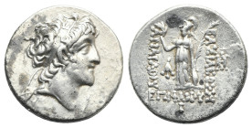 KINGS OF CAPPADOCIA. Ariarathes VI Epiphanes Philopator, circa 130-116 BC. Drachm (Silver, 17.30 mm, 4.18 g) Dated RY 10 (= 121/0 BC) Mint C (Komana)....