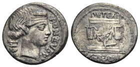 L. Scribonius Libo, 62 BC. Denarius (19.76 mm, 3.51 g), Rome. Diademed head of Bonus Eventus to right; behind, LIBO; before, BON EVENT. Rev. Puteal Sc...
