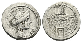 C. Considius Nonianus, 56 BC. Denarius (Silver, 19,81 mm, 3,35 g), Rome. CONSIDI NONIANI - S•C Laureate and draped bust of Venus Erycina to right, wea...