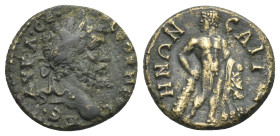 LYDIA. Saitta. Septimius Severus, 193-211. Hemiassarion (Bronze, 17.64 mm, 2.73 g) AYK.Λ.CЄ CЄOYЄPOC ΠЄ. Laureate head of Septimius Severus right. Rev...