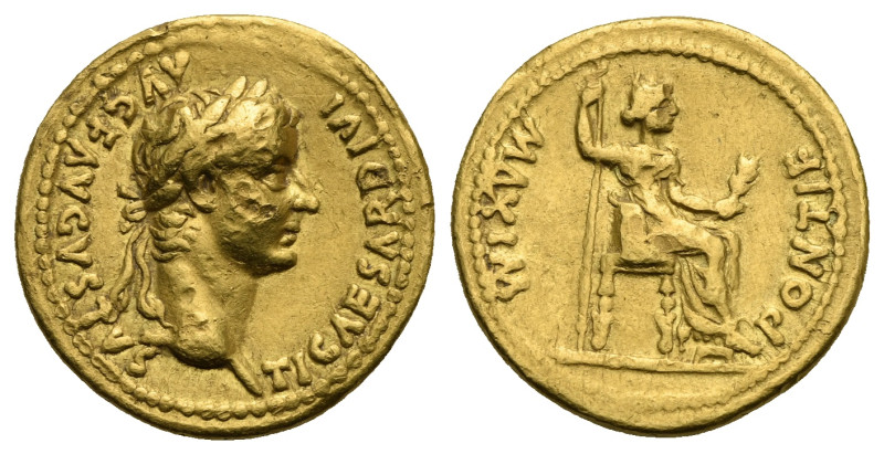 Tiberius, 14-37. Aureus (Gold, 19.51 mm, 7,64 g). Lugdunum, 14-37. TI CAESAR DIV...