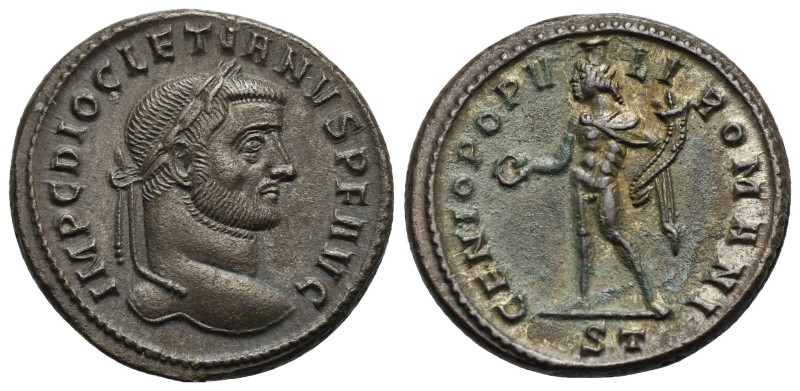 Diocletian, 284-305. Follis (Bronze, 27.20 mm, 11.36 g). Ticinum, 295-296. IMP C...