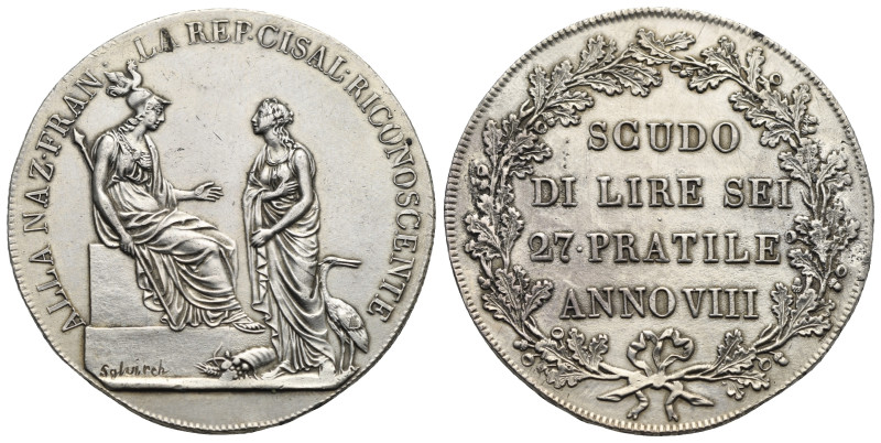 MILAN. Repubblica Cisalpina, 1800-1802. Scudo da 6 lire anno VIII-1800. (Silver,...