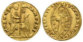 VENEZIA. Marcantonio Trevisan, 1553-1554. Zecchino (Gold, 20,30 mm, 3,46 g) M ANT TRI S M VENET DVX. St. Mark standing right, presenting staff to Doge...